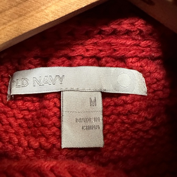 Old Navy High Neck Long Sleeve Red Sweater Lambs Wool Blend Women’s Size Medium - Picture 5 of 6